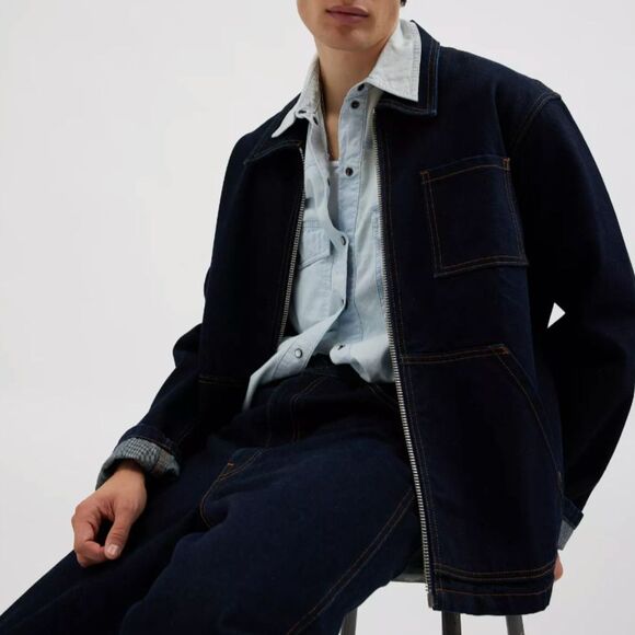 NWT Levi’s Men XL Chore Denim Jacket Dark Wash Y2K Work Skate Garage Jean Jacket - Picture 5 of 6